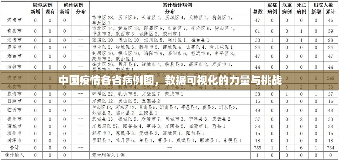 中国疫情各省病例图，数据可视化的力量与挑战